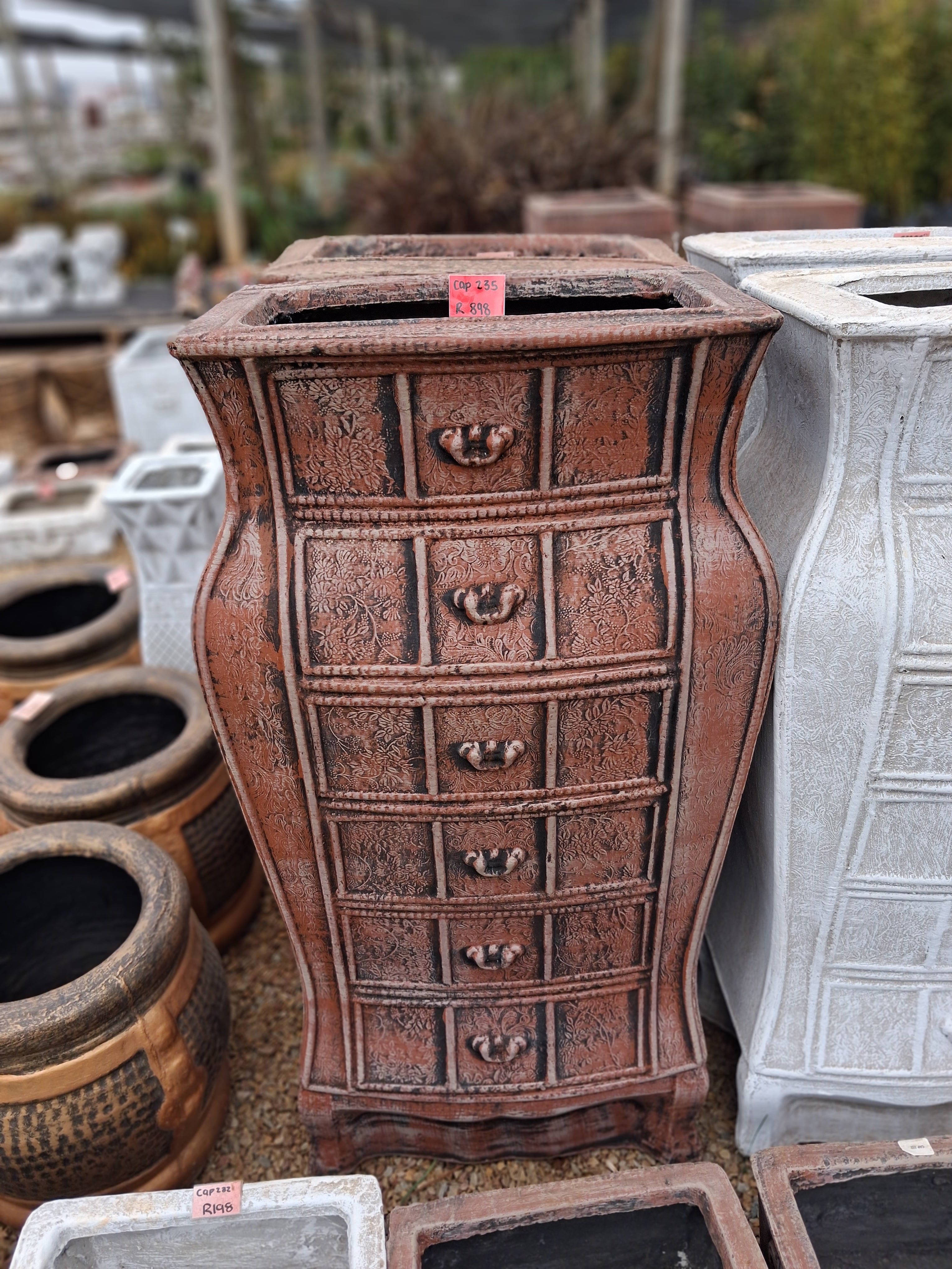 Concrete Chest-Style Planter – Brown (CAP235)