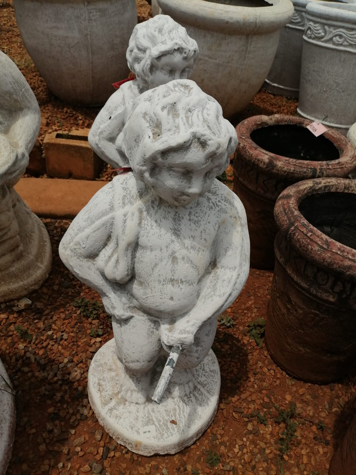 Small Concrete Decorative Boy Statue White(CAP188)