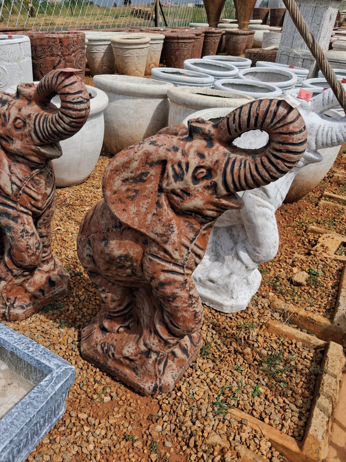 Brown Decorative Concrete Elephant Feature (CAP197)