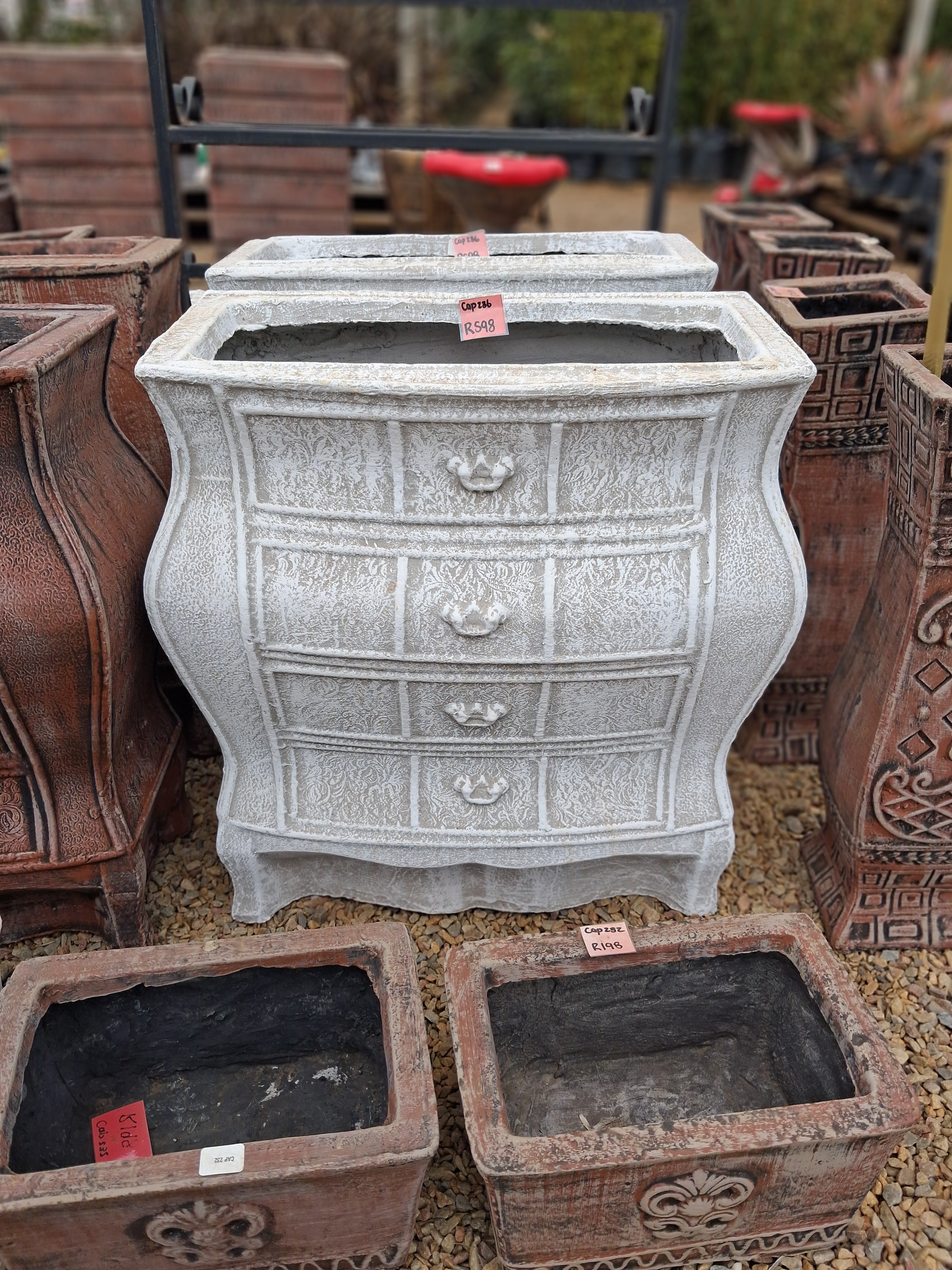 Medium Concrete Decorative Closet Design Planter – White (CAP236)