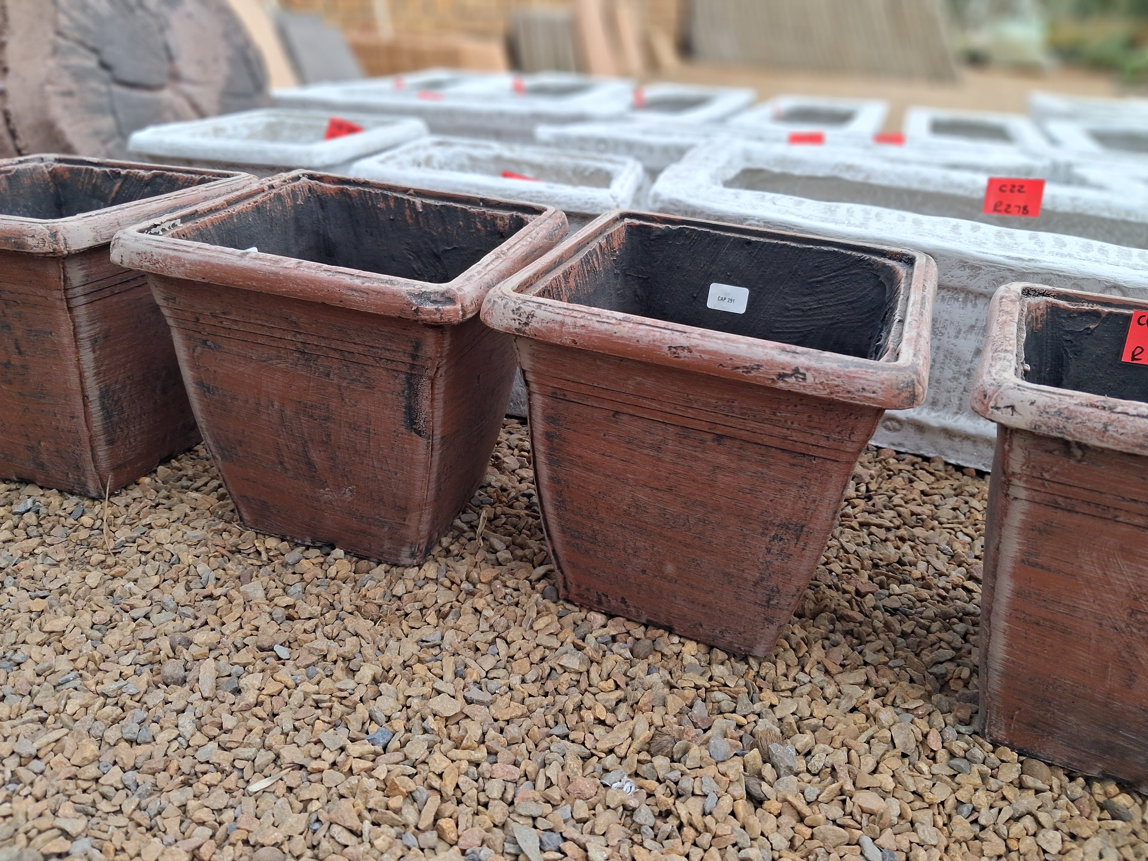 Small Square Concrete Pot – Brown