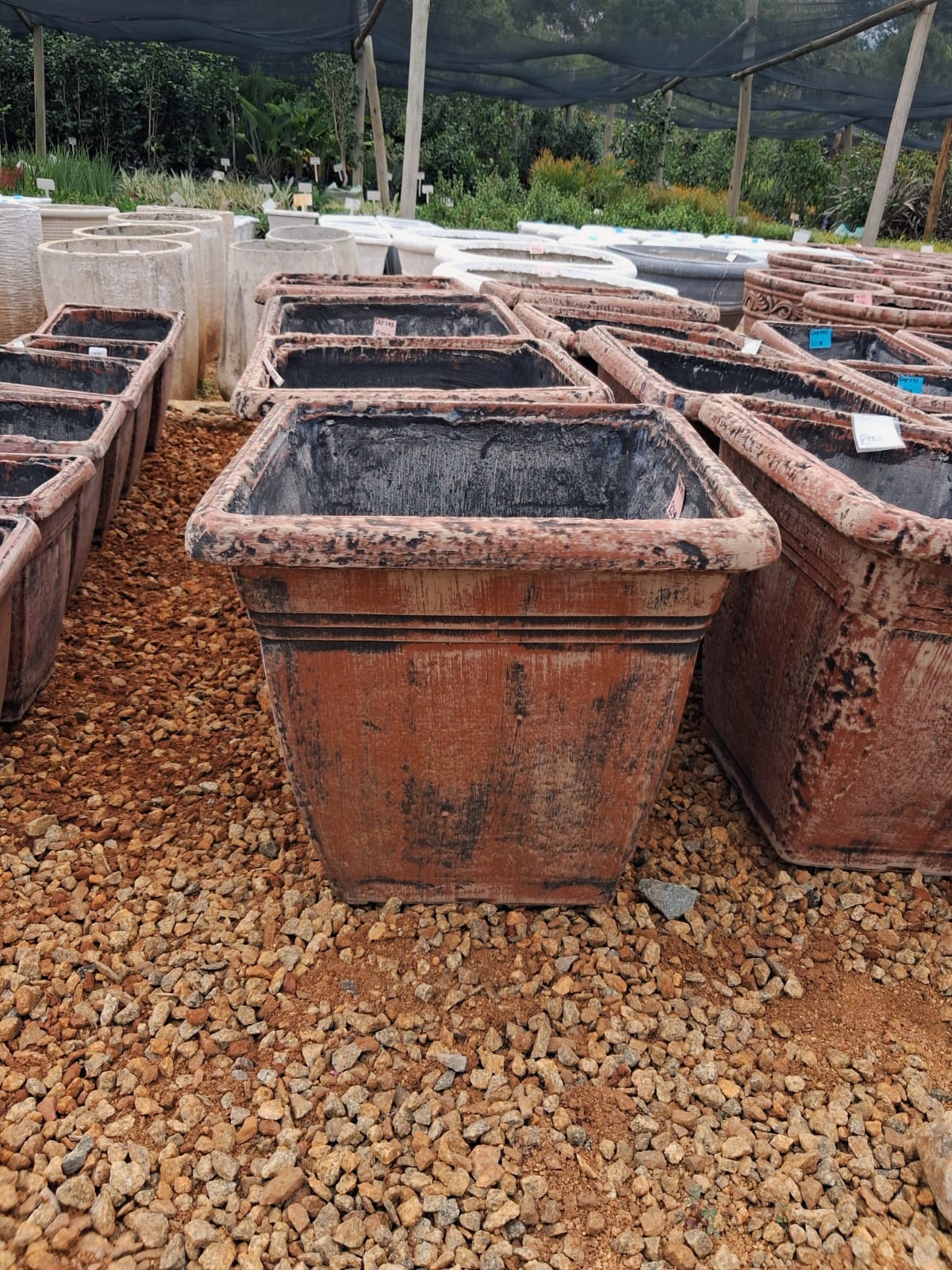 Large Square Concrete Pot – Brown (CAP293)